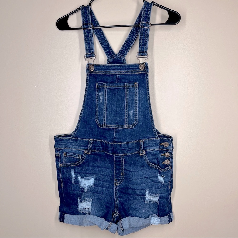 ENJEAN Women’s Denim Overall Shorts Size Medium